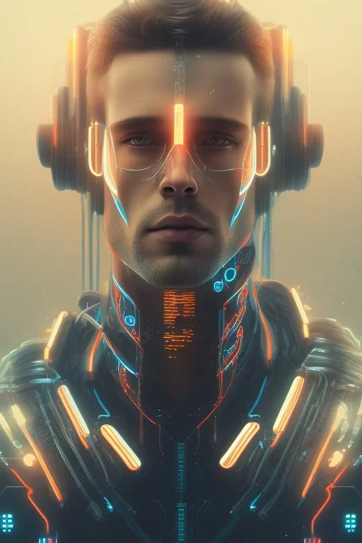 cyberpunk, head, men, portrai, tron