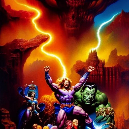 portrait oil on canvas,Giants,comic book cover, mystical colors,insanely detailed,realistic,intrincate detail, 16k resolution, masterpiece, Frank Frazetta, Alex Horley, Simon Bisley,Greg Danton,Justin Sweet