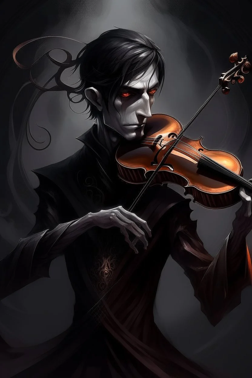 A dark trickster with a violin, controlling the souls of people