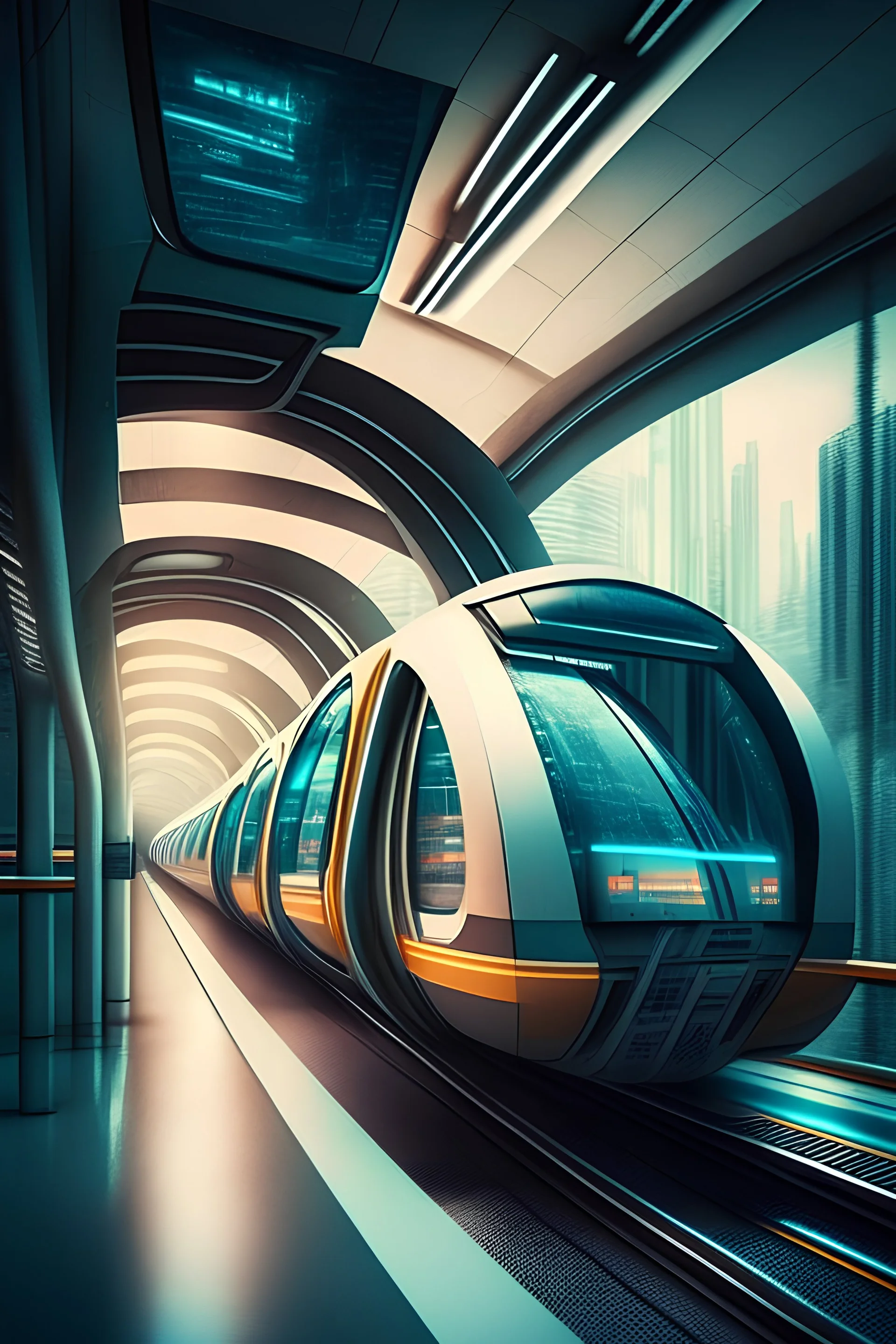 futuristic, metro system in city