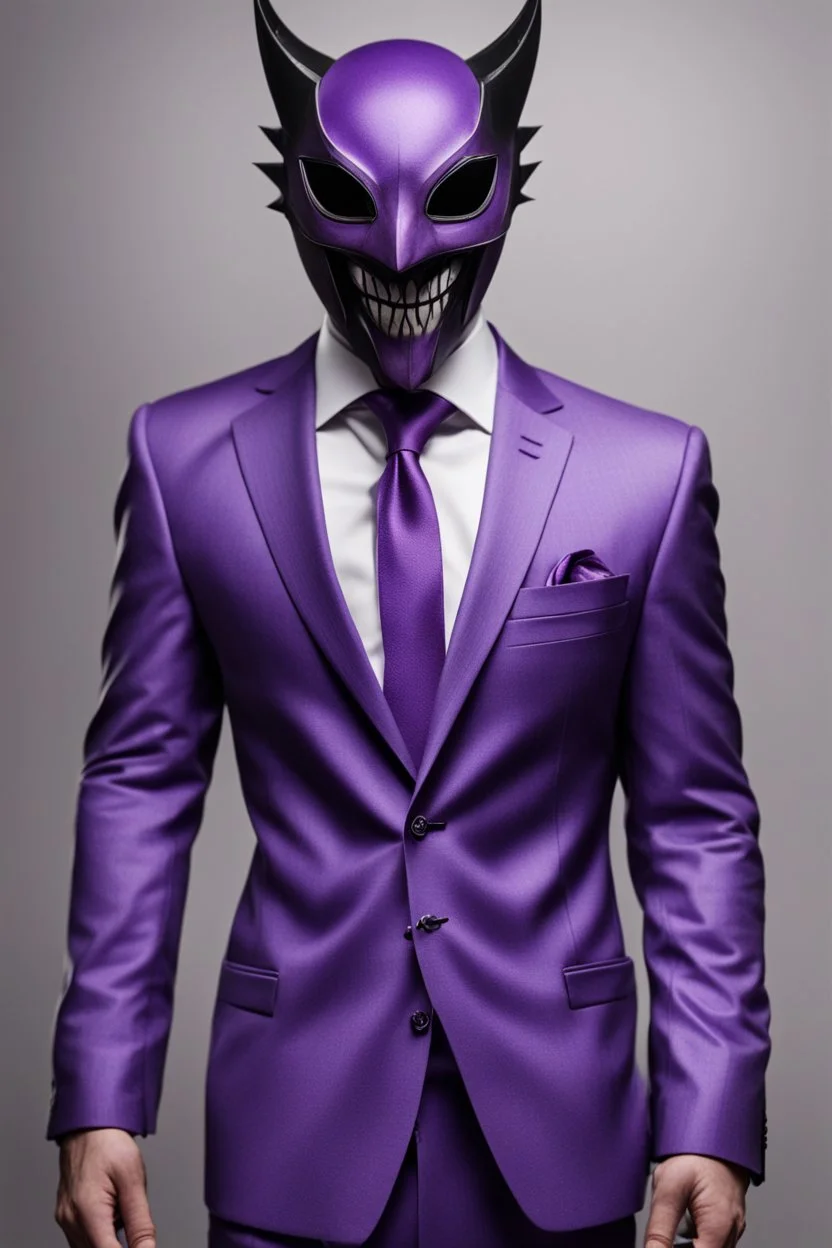 Purple suit with a fanged mask | @Kaze-enamok