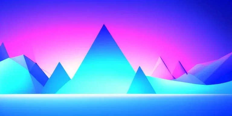 3d rendering. Abstract futuristic neon background. Fantastic landscape with glowing geometric triangular frame and mountains