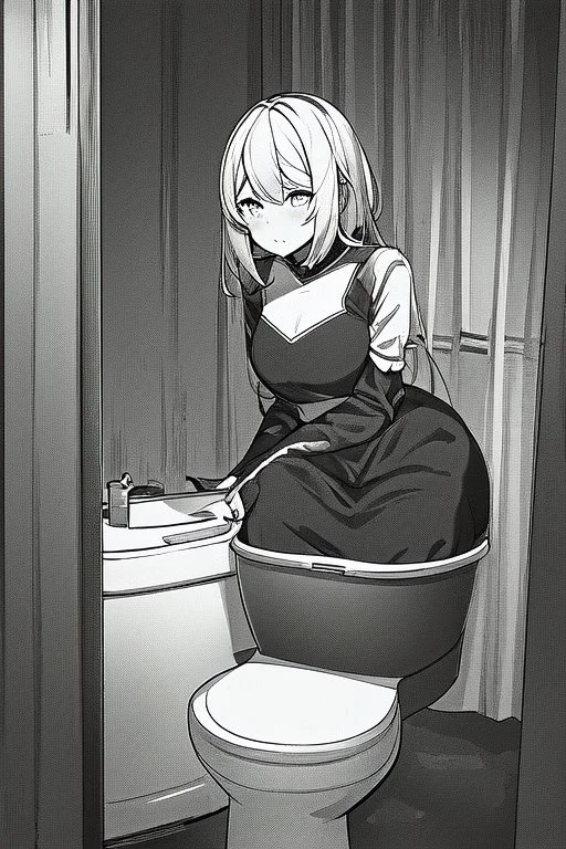 anime girl using the toilet