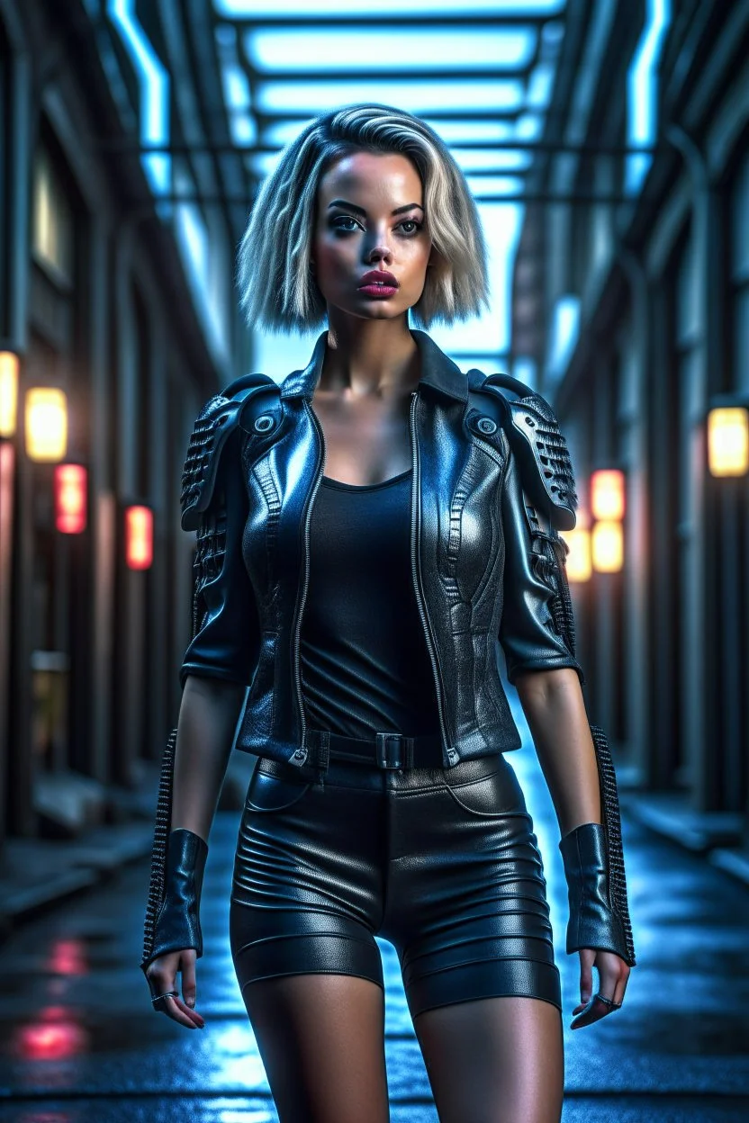 "Ultra realistic full body shot a margot robbie concept, looking at the camera,full legs, cyberpunk, neo-figurative,concept ,full length view, face , full size, science, technology,future,electric ,futuristic style, design, practicality,manufacturability,performance, HOF, professional photographer, captured with professional DSLR camera, trending on Artstation, 64k, full size, ultra detailed, ultra accurate detailed, bokeh lighting, surrealism, background, detailed