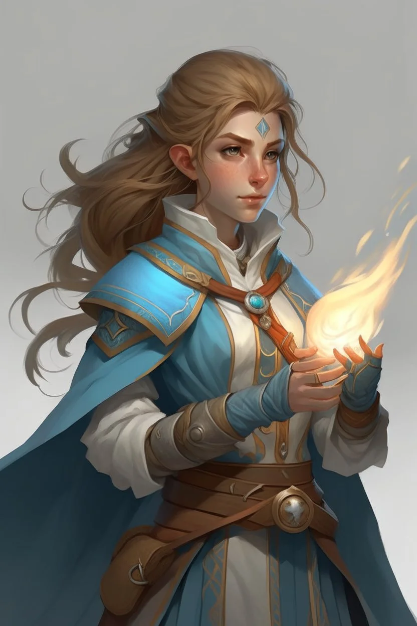 young female wind genasi cleric dnd warm hair