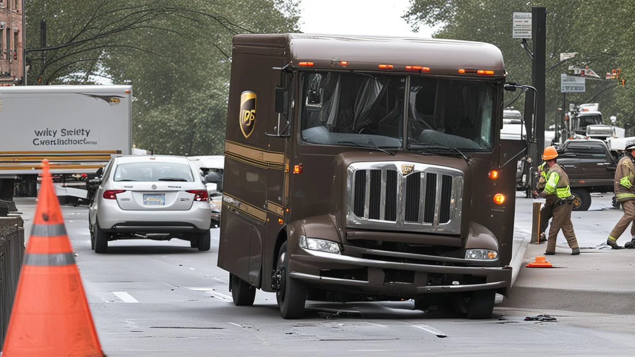 UPS truck gets in major accident on busy city street