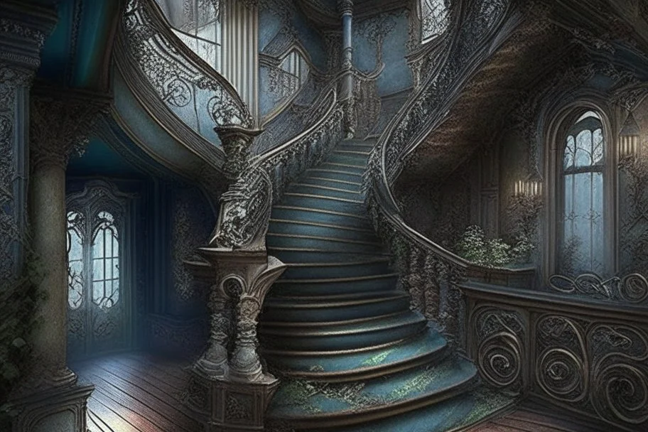 fantasy victorian house stairs