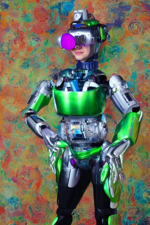 Portrait lady, full body shot, full-color long shot RoboticsKids