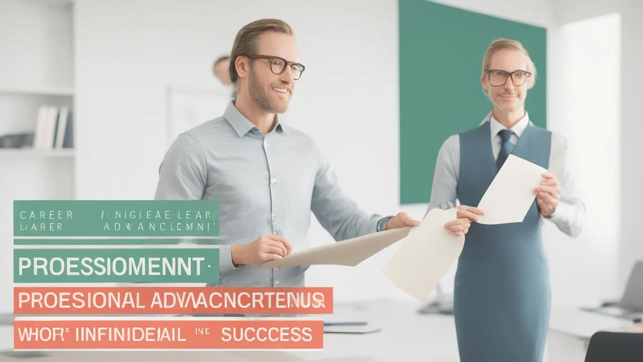 The selected image for this article symbolizes the significance of professional development and career advancement. In the image, an individual is depicted holding a diploma or certificate with the title "Professional Development" or "Career Advancement," representing a person who seeks to enhance their skills and increase their knowledge to achieve greater professional success. This image signifies the elevation of one's career path through continuous learning and skill development, inspiring r