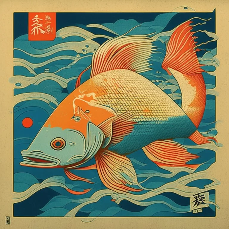 1990s art style, Japanese, fish, bad graphic design