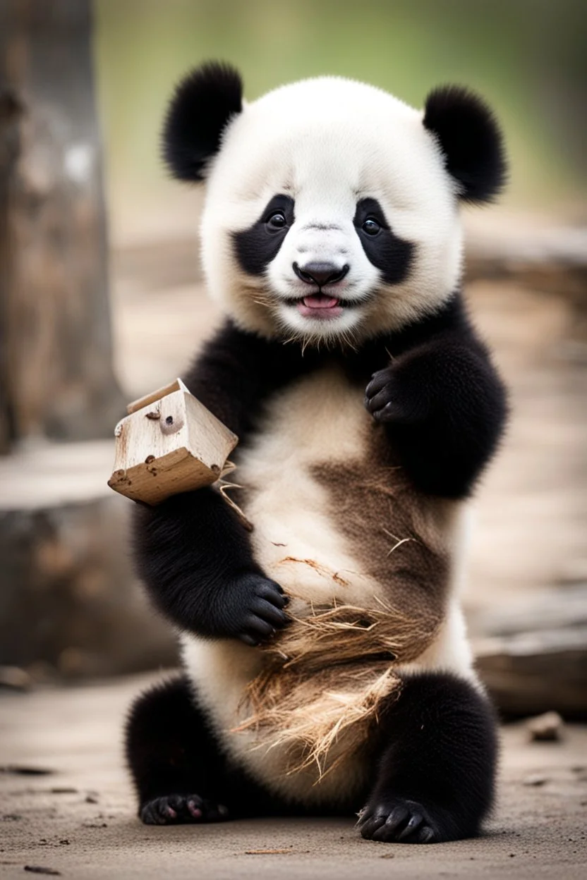 A slightly drunk baby panda