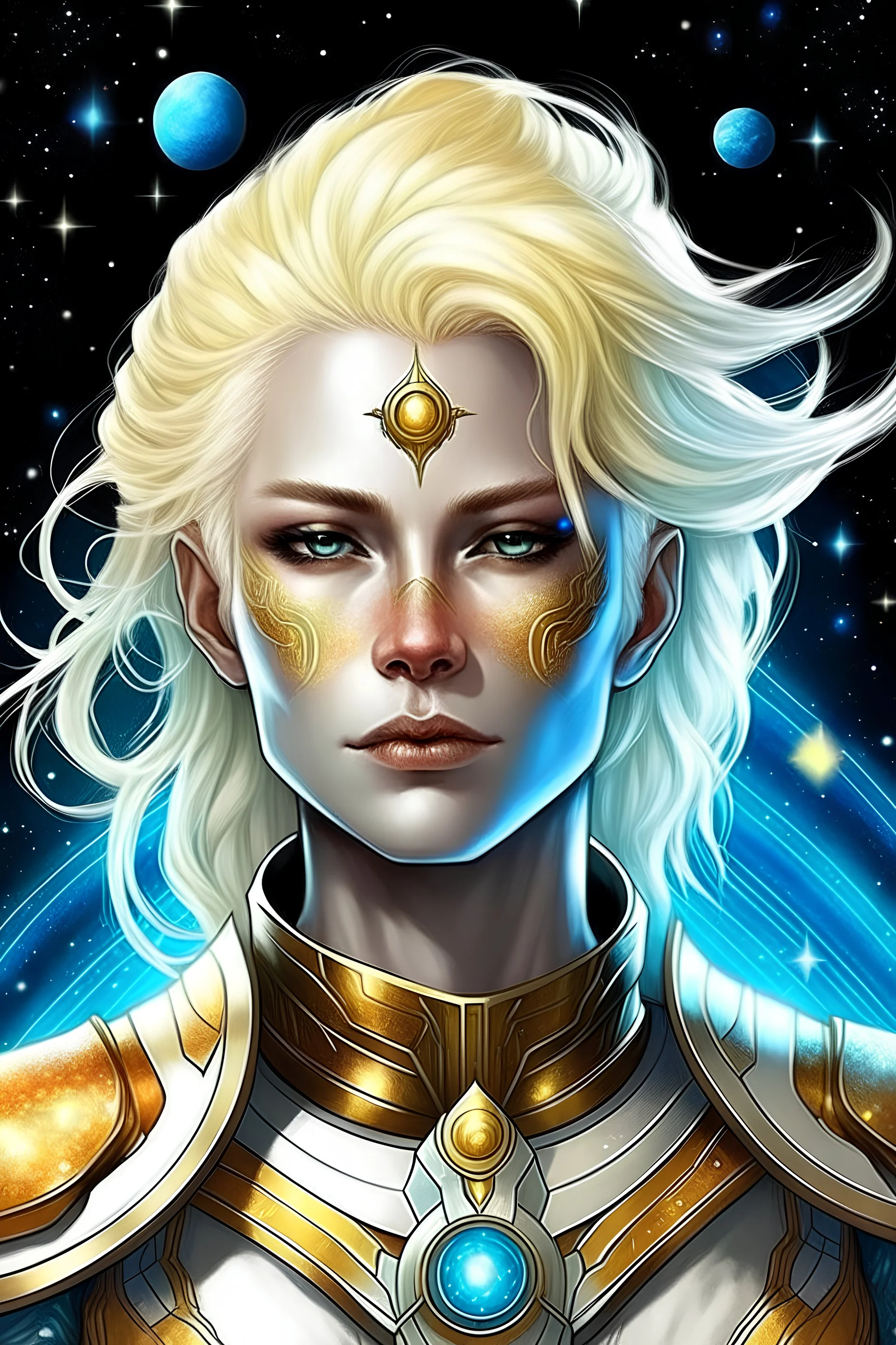 guerriera cosmica androgina bellissimo biondo galattico pleiadiano