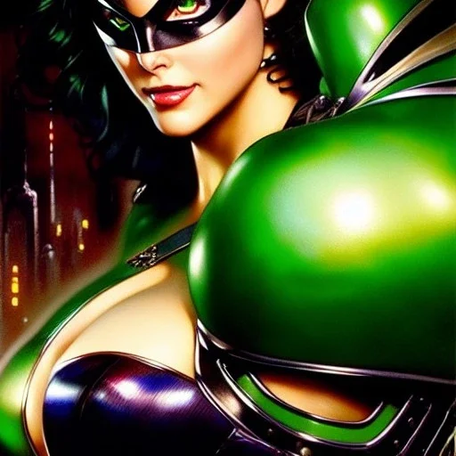 portrait 'beautiful Sexy Busty CatWoman',crystal clear green eyes,painting by gaston bussiere, greg rutkowski, yoji shinkawa, yoshitaka amano, tsutomu nihei, donato giancola, tim hildebrandt, oil on canvas, cinematic composition, extreme detail,fit full head inside picture,32k