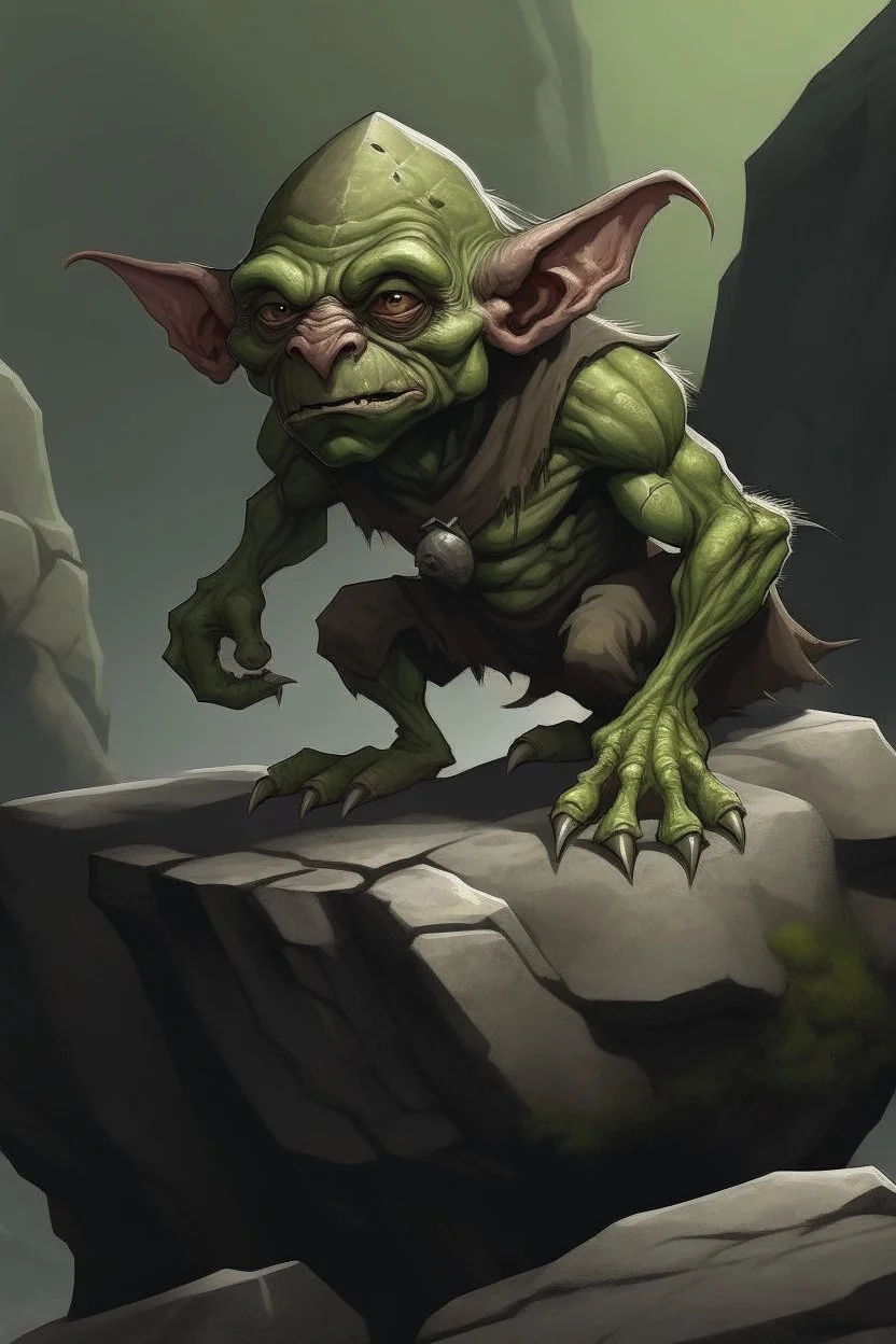 ein goblin vor einen fels