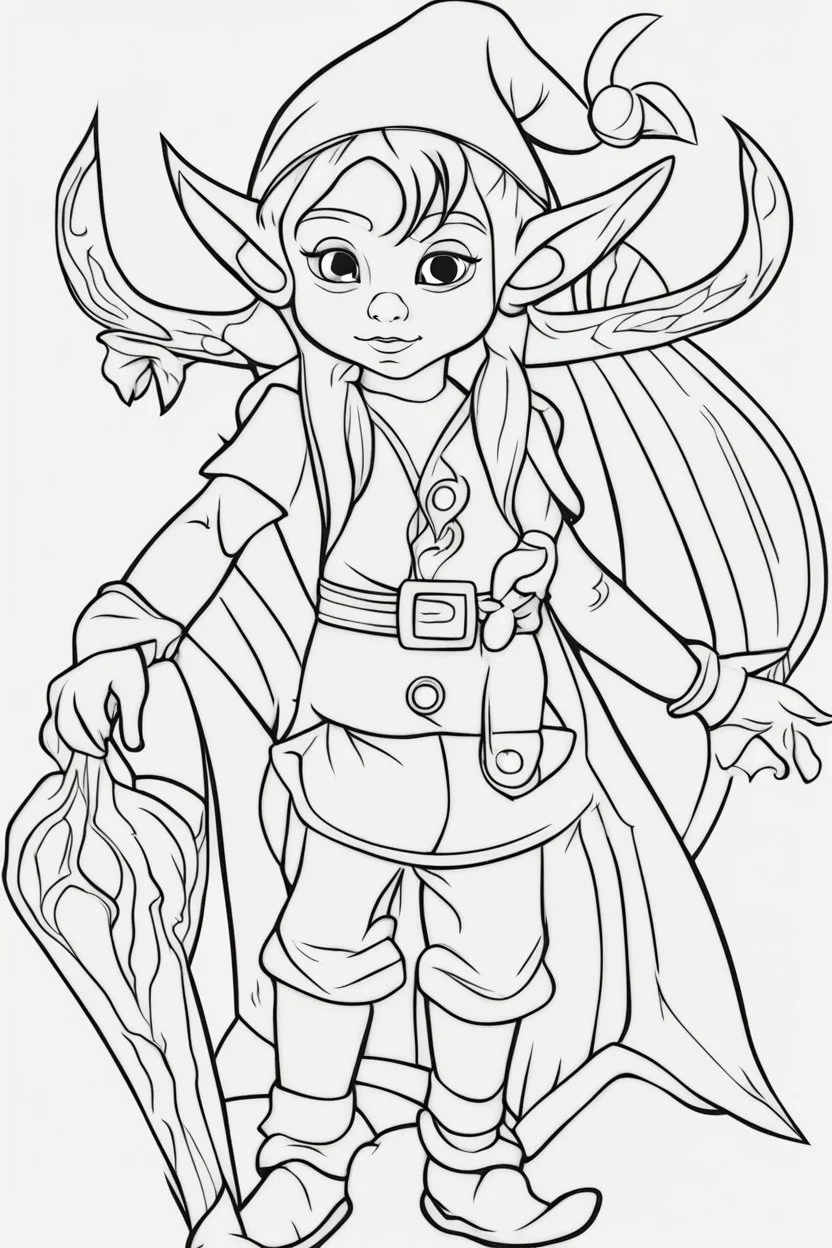 coloring page for kids, Elves, cartoon style, thick outline, low details, no shading, no color