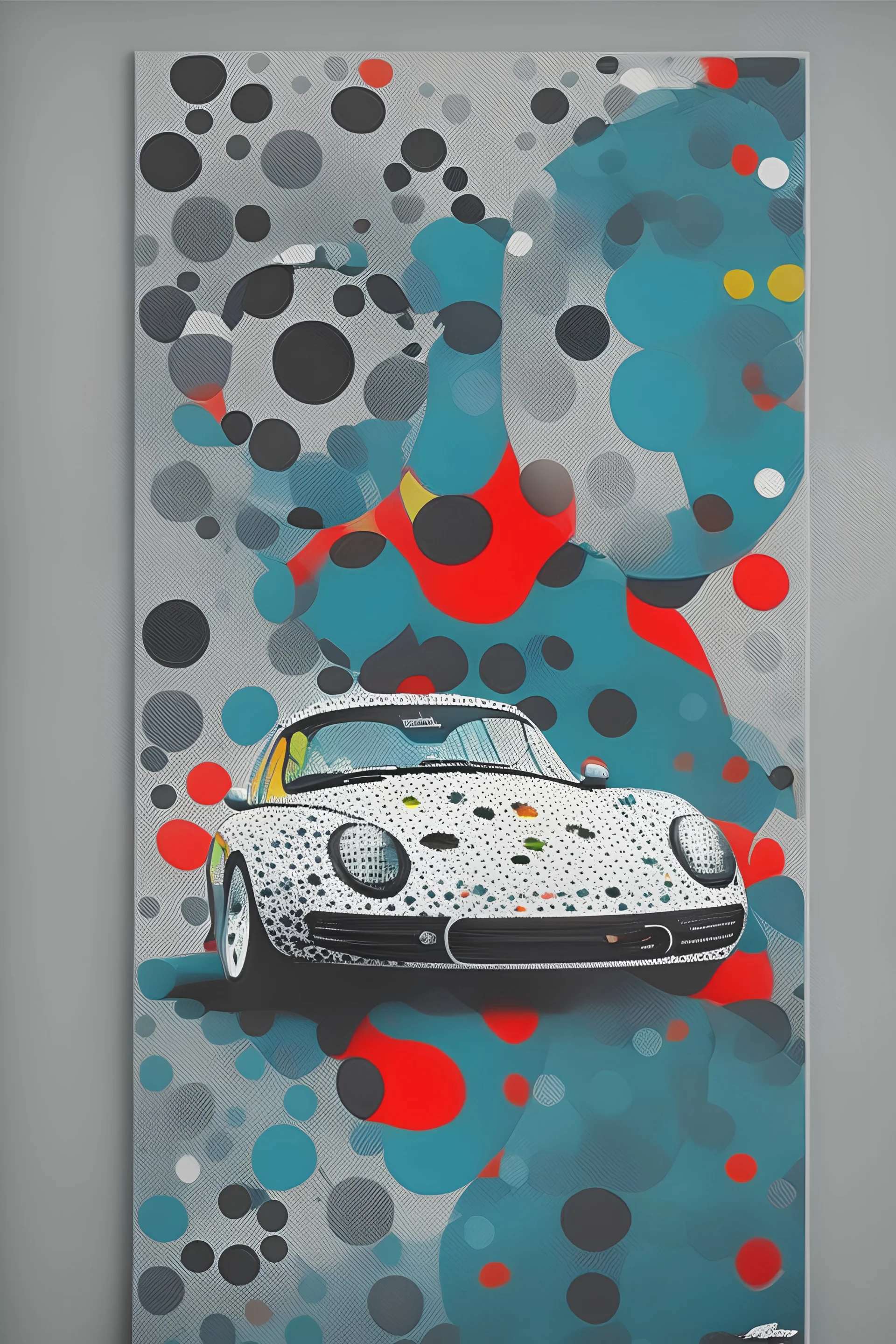 porsche poster in polka dot art style