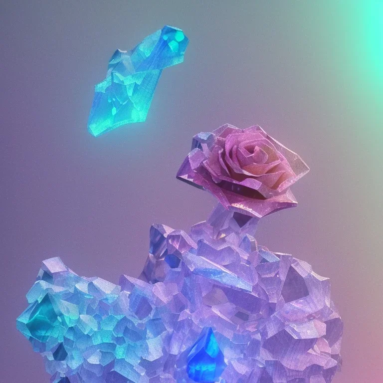 rystal rose, crystallized,Holographic Simulation,elemental overflowing,raw sapphire with labradorite impurity, iridescent prismatic refraction, product studio shot, cinema lighting, cinema 4d, octane render, 3d render, incrate detailed,fantasy art, photo realistic, shinening light,moonstone crystal bird, iresendent, shine, epic