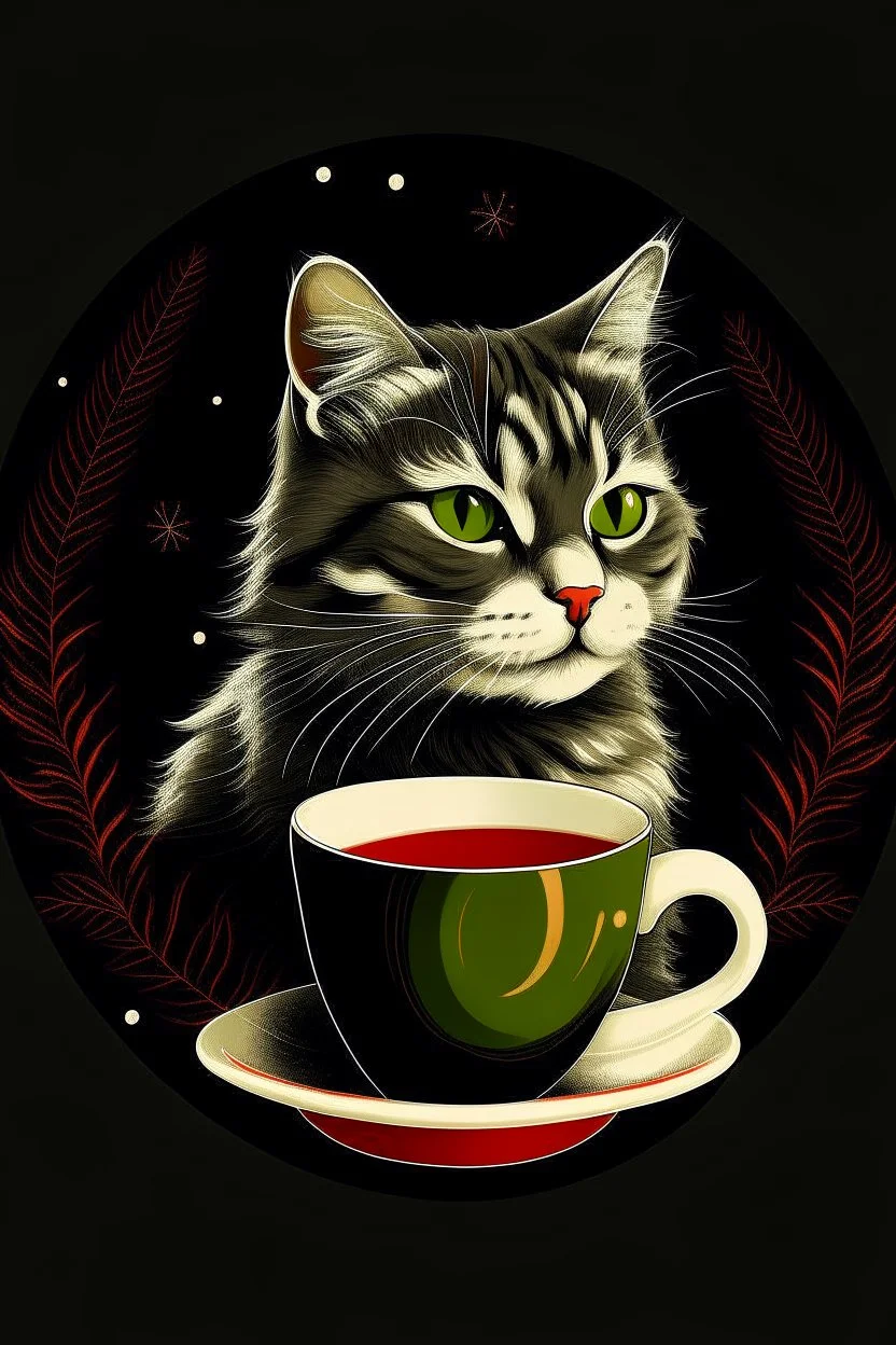 Christmas cat and coffee graphic
