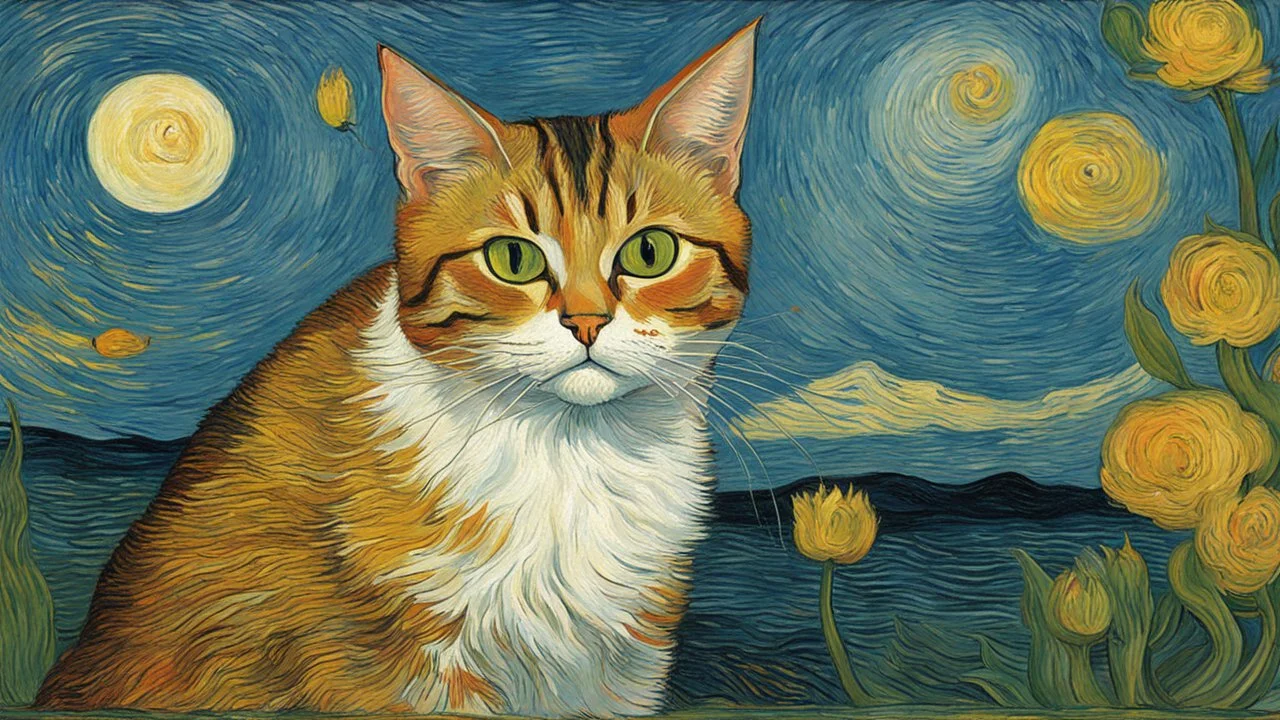 Portrait of a cat by Van Gogh