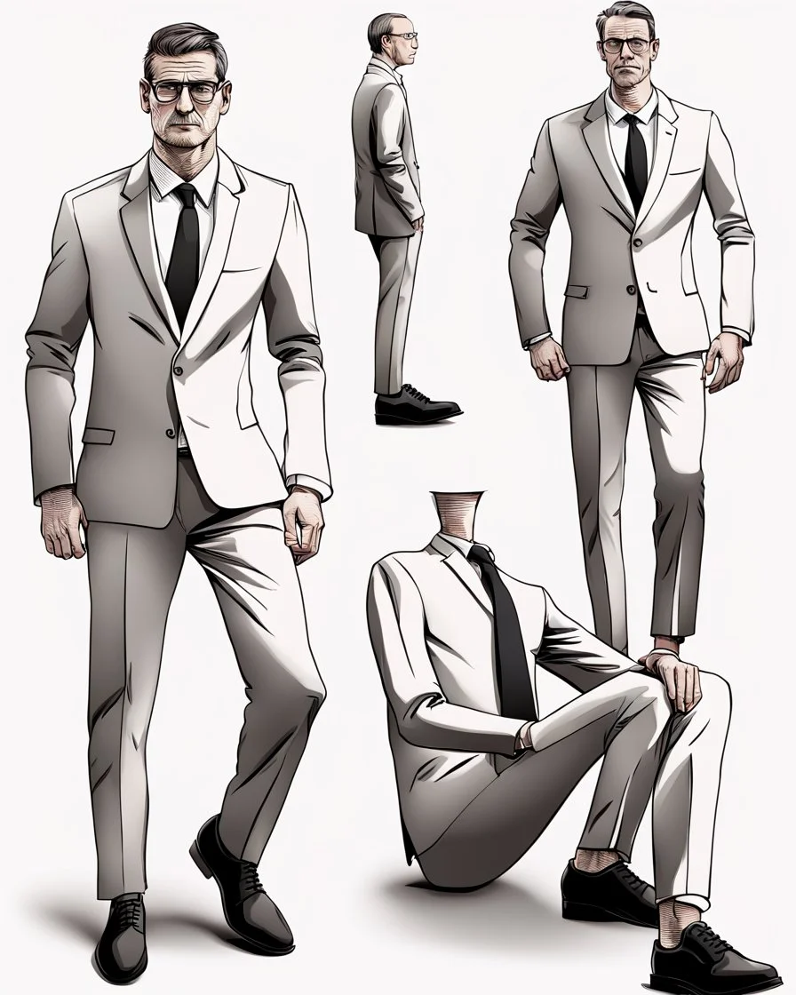 Grafica Hombre protestando traje con corbata zapatos negros cuerpo completo detallado