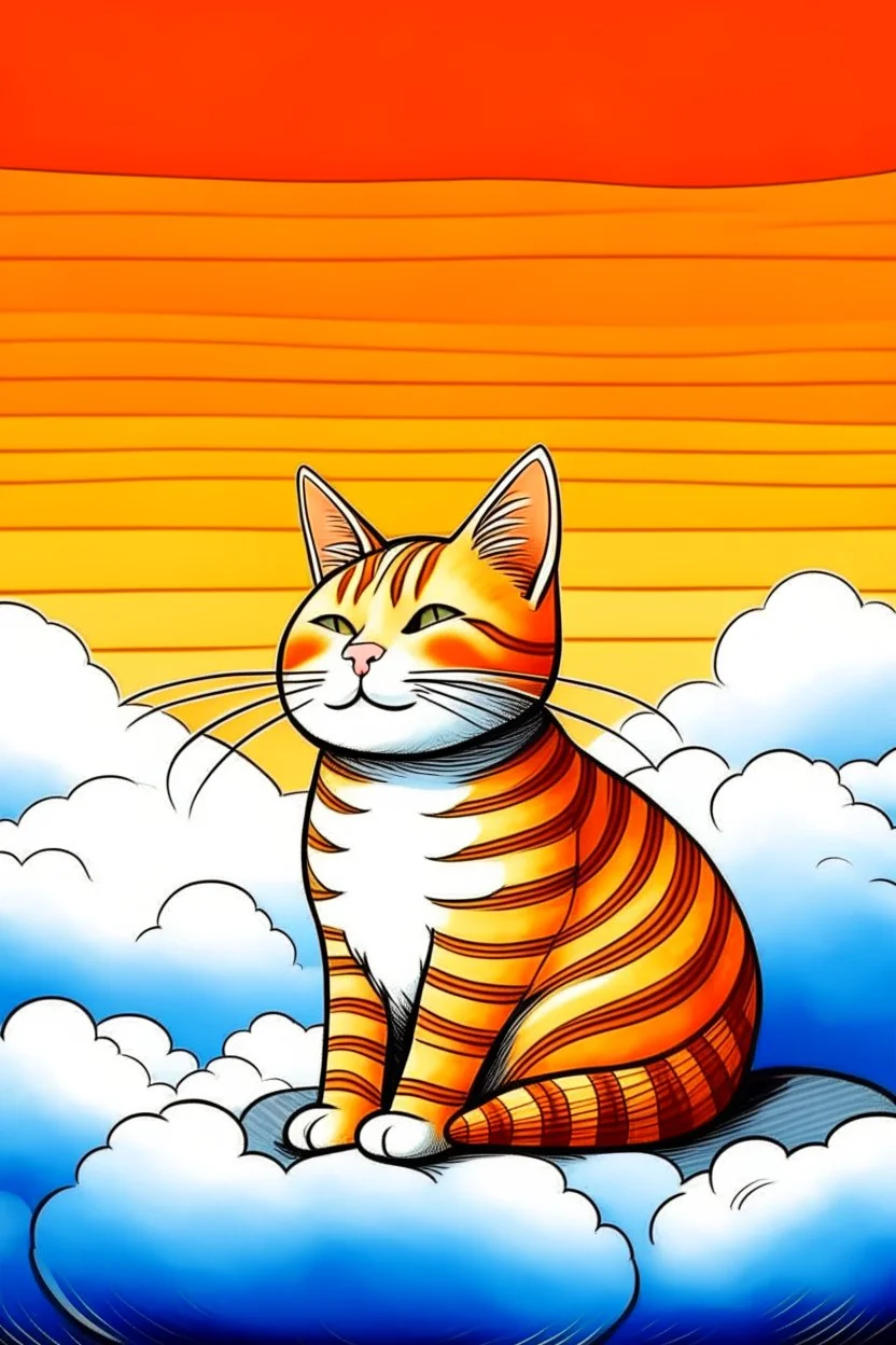 orange cat with stripes in heaven