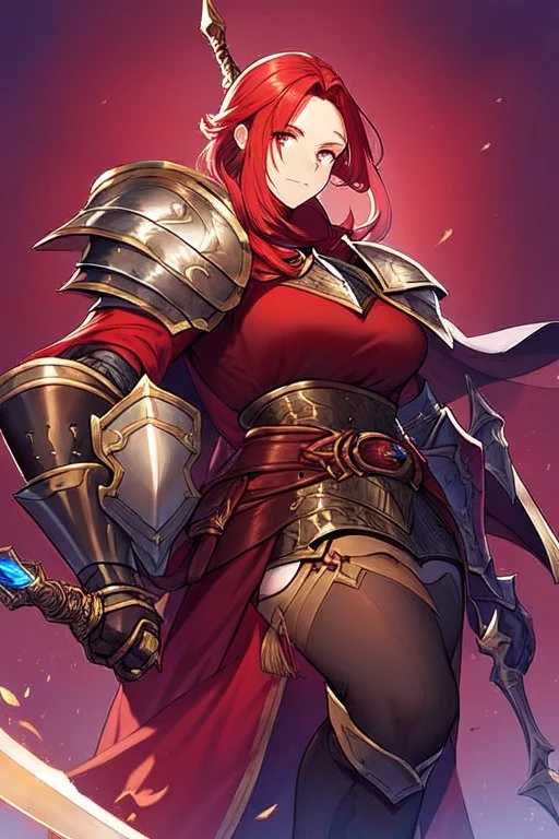 Teenaged Female Red haired kitsune paladin/bard