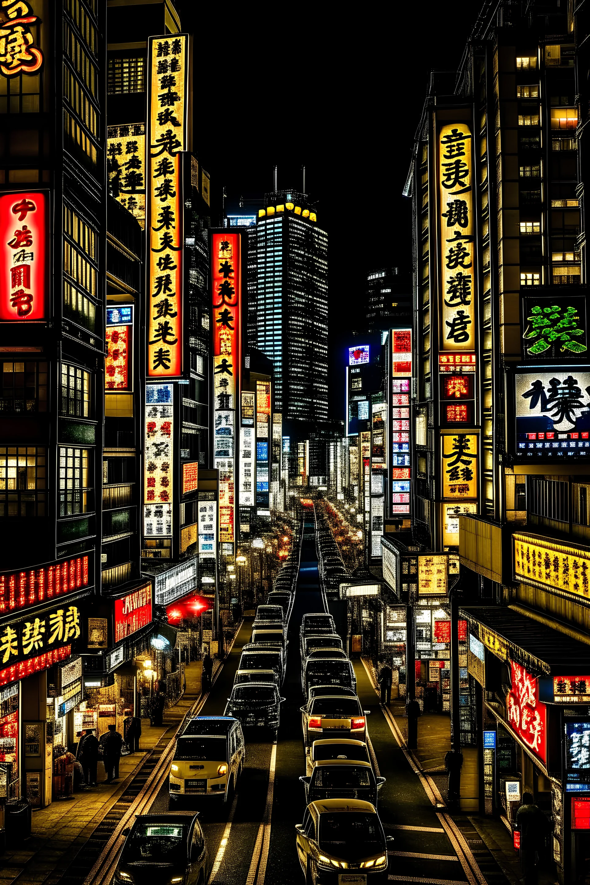 Photograph of the strrets of Tokyo at night