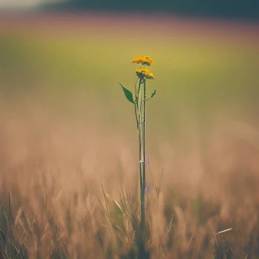 single long stem wild flower in a field, soft focus, award winning landscape photography, nature photography, r/mostbeautiful