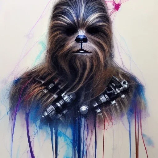 photorealistic and intricate portrait of chewbacca in star wars by Agnes Cecile, dark epic colors, hyperdetailed, 32K, oil on canvas,