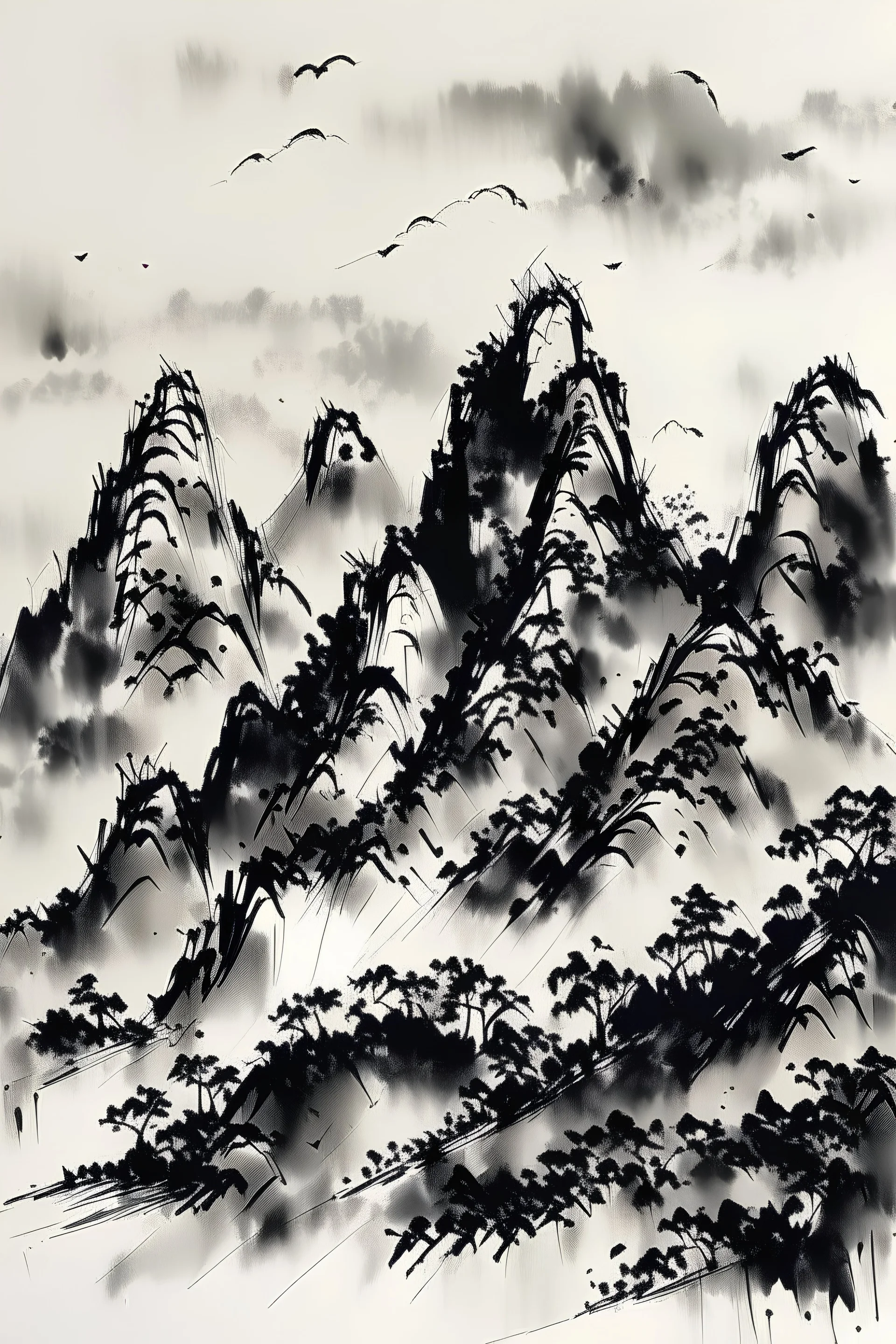 Encre de chine montagne