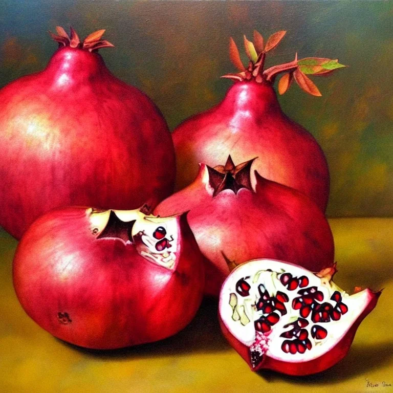 pomegranites in style of art nouvdeau