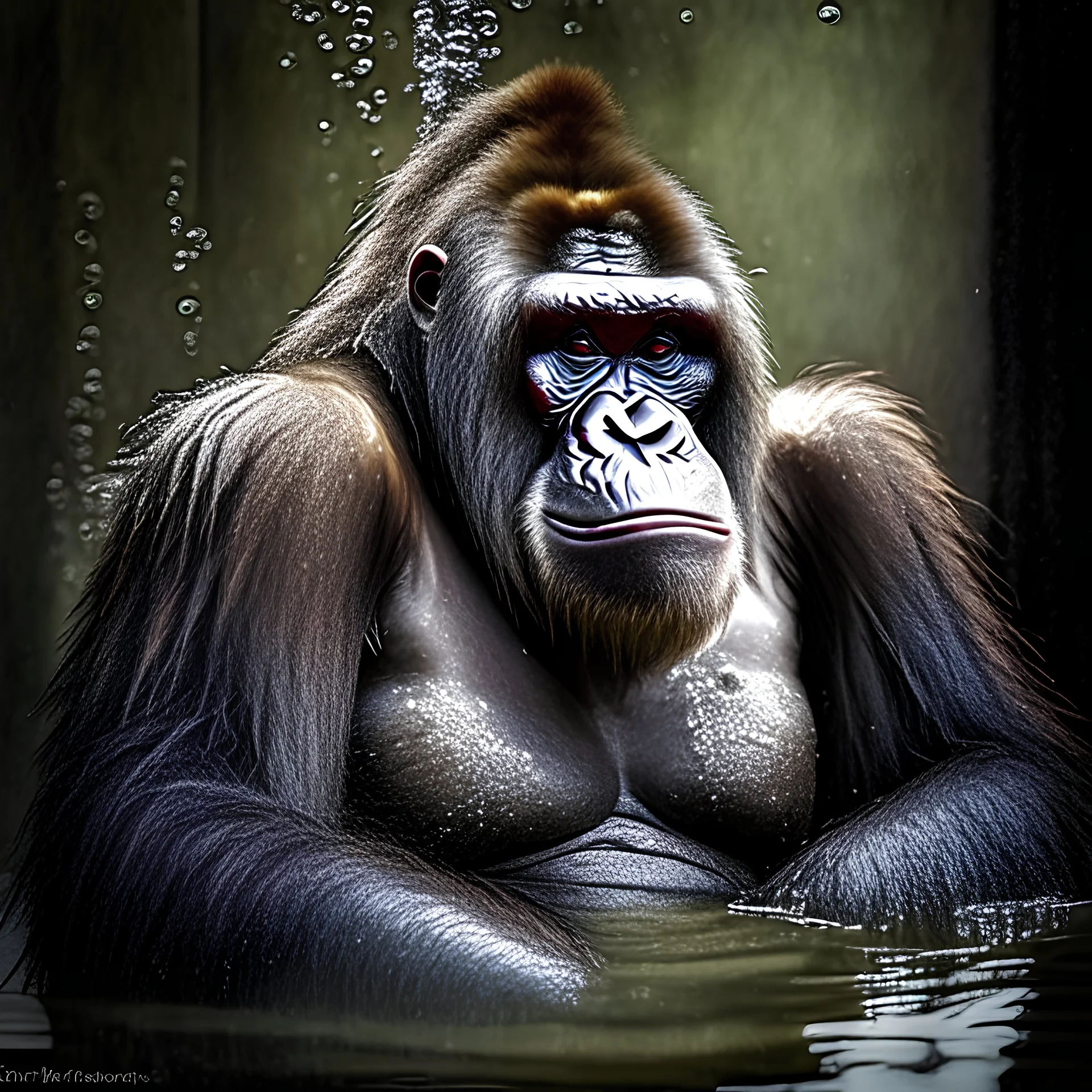 Bathing gorilla