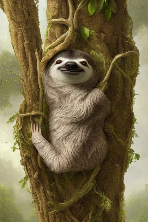 Sloth hanging from tree