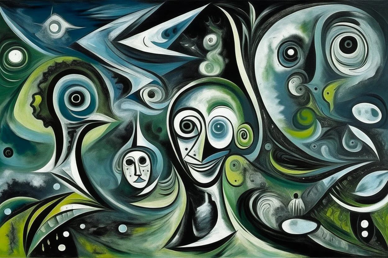 A galactic nightmare realm painted by Pablo Picasso