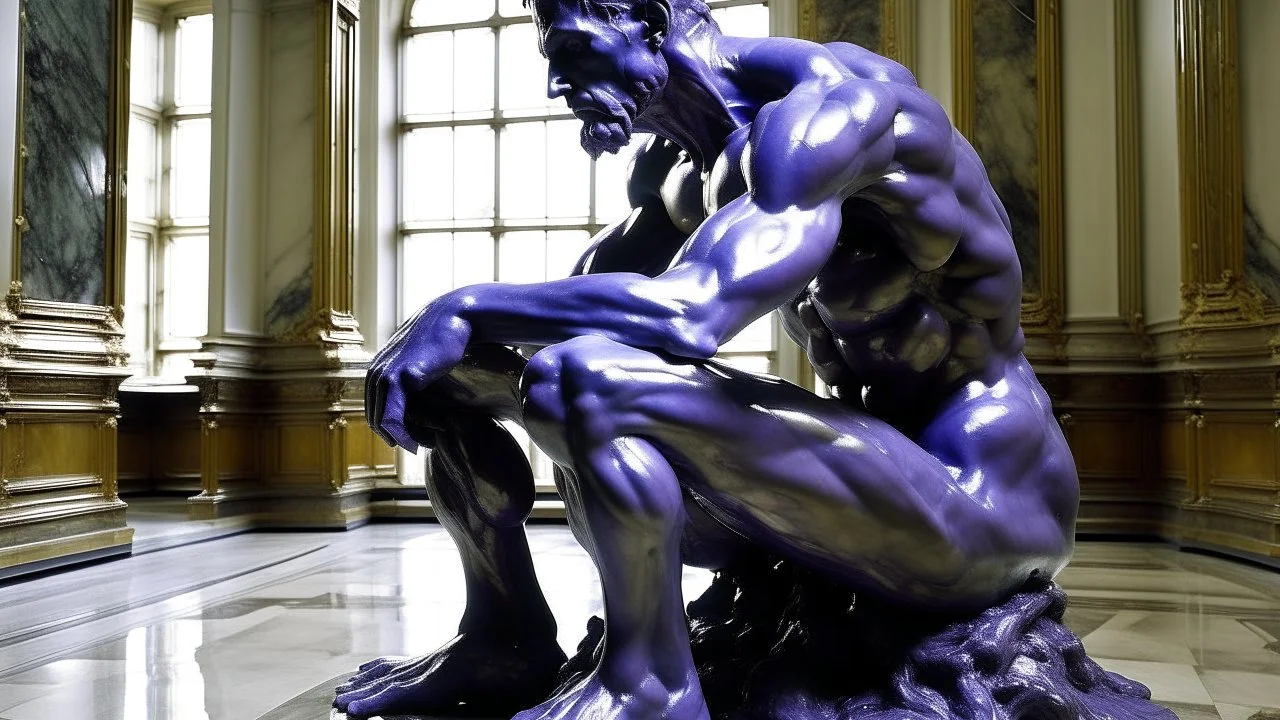 A purple cybernetic realm painted by Auguste Rodin