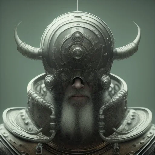 A viking with muscles and sharp blaids, hr giger, scary, steam punk, realistic, made in octane, cinematic, ultra-realistic, extremely detailed octane rendering, 8K, VRAY Super Real ar 2:3, dof photorealistic futuristic 50mm lens hard lighting dark gray tintype photograph, realistic lighting, sepia color