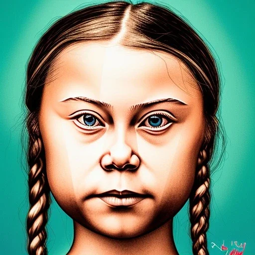 portrait of Greta Thunberg crying