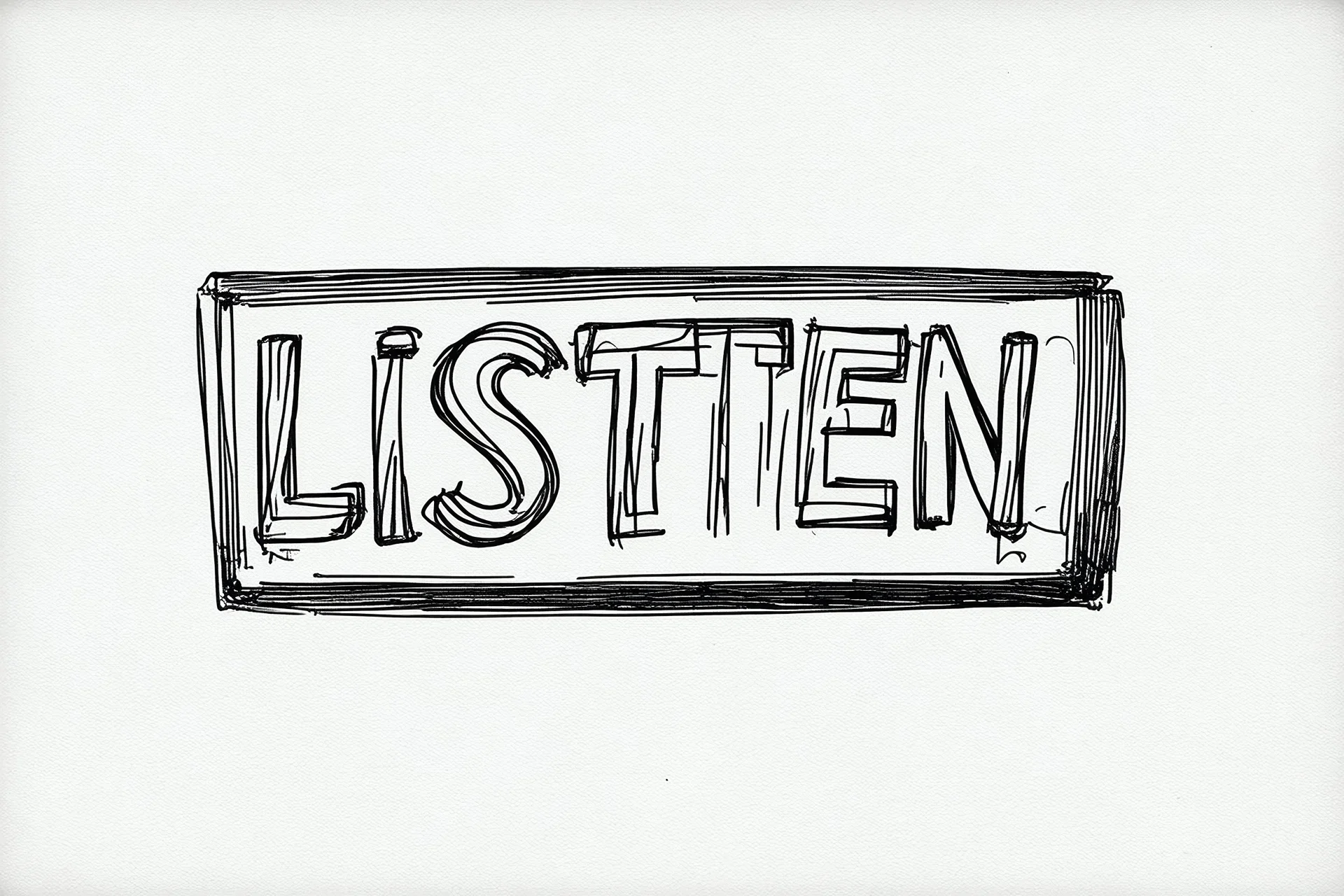 Sketch of a cd with the word LISTEN