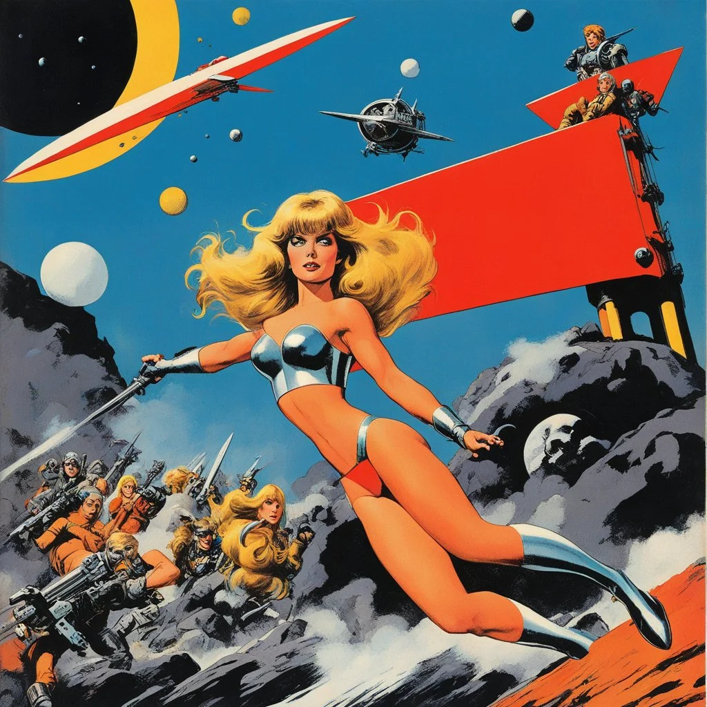 franco-belgian comics style mixed with 70´s oil pulp illustrated by Andrew MacLean: Cover image from the March 29, 1968, issue of LIFE: Barbarella in the title role of the movie,.