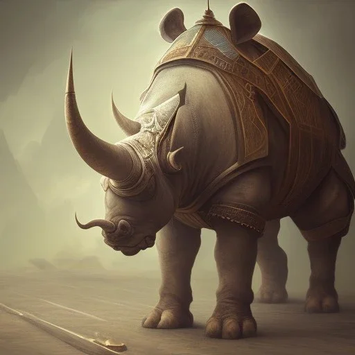 A Bipedal Rhino-Humanoid that is a Merchant with psychic powers wearing medieval clothing