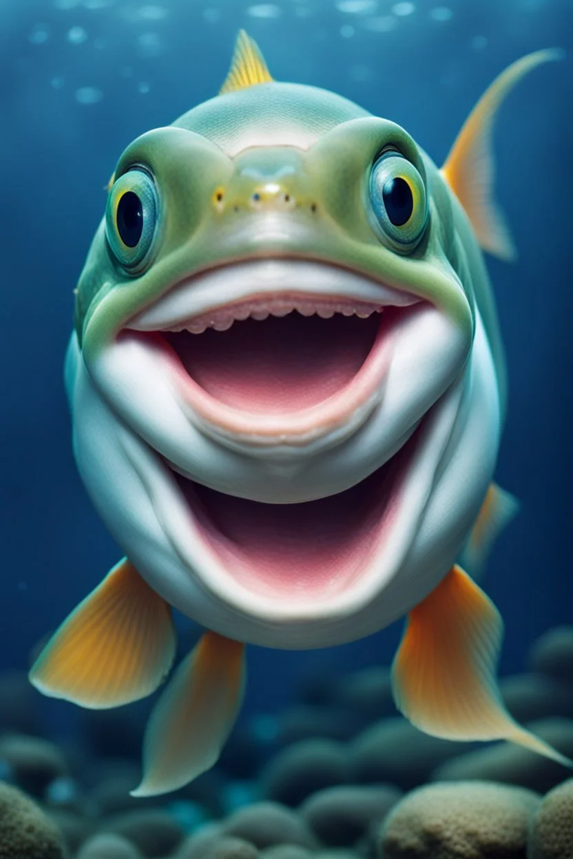 one fish with human smile