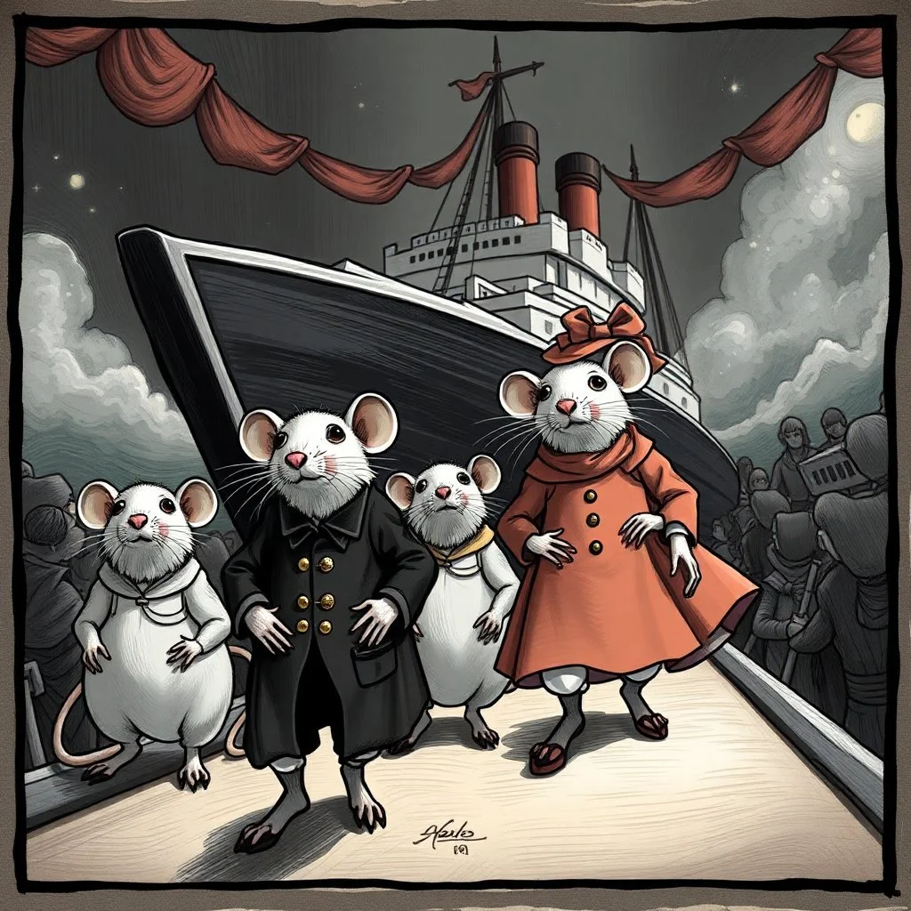 After the rats leave the sinking ship, they go to a fashion show.