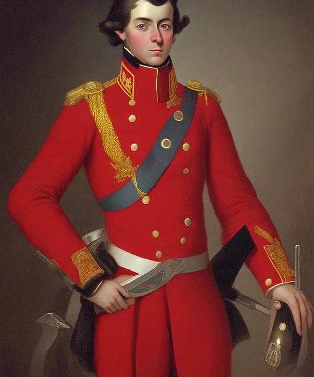 Negro Felipe, 1800's military red uniform,