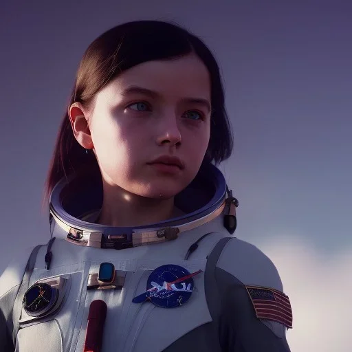 A girl with a dream of going to space one day and a bright future at head of her, sci-fi, octane render, unreal engine 5, 8k resulation