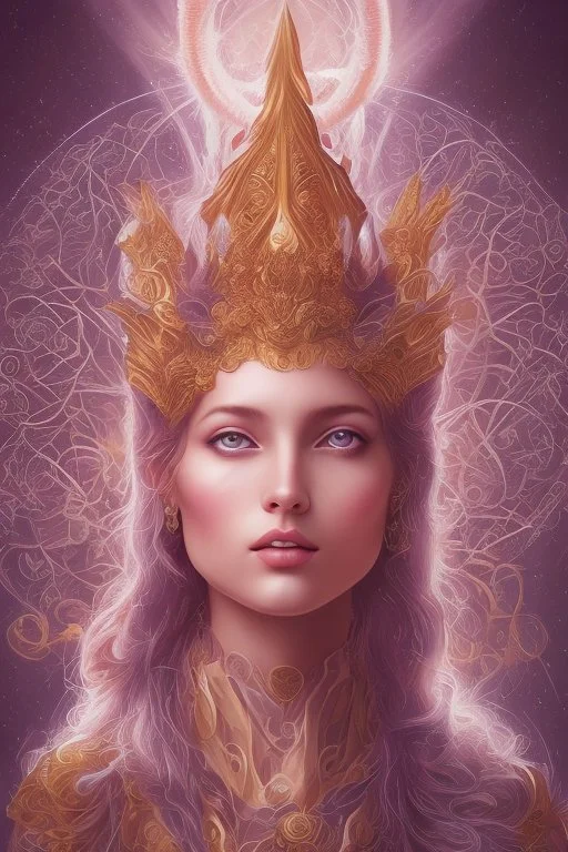 Create an image of a Wiccan Mayday Goddess. The goddess should be depicted as a beautiful and powerful figure, surrounded by symbols of the element of fire. Her hair should be long and flowing, and she should be dressed in a flowing gown or robe. In the background, include imagery of flowers, greenery, and perhaps a bonfire or other symbols of the Beltane celebration. The image should evoke a sense of joy, celebration, and spiritual connection to nature.