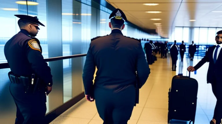 2 security officers force upset man in suit out of airport lounge