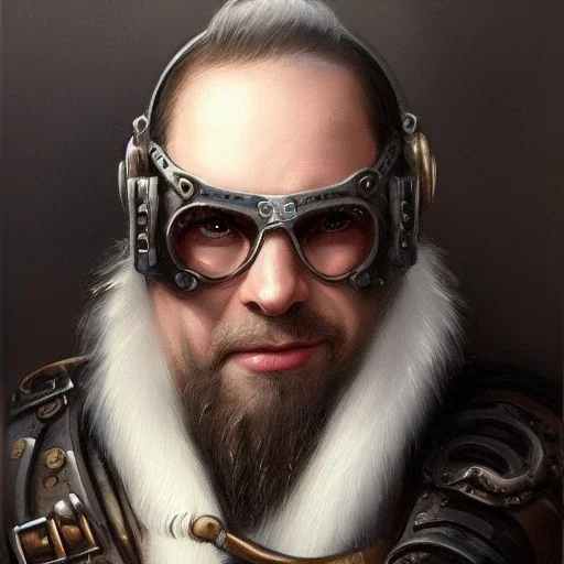 a _ fantasy _ style _ portrait _ painting _ of beautiful white male dwarf black hair short head smirk round face steampunk goggles rpg dnd oil _ painting _ unreal _ 5 _ daz. _ rpg _ portrait _ extremely _ detailed _ artgerm _ greg _ rutkowski _ greg