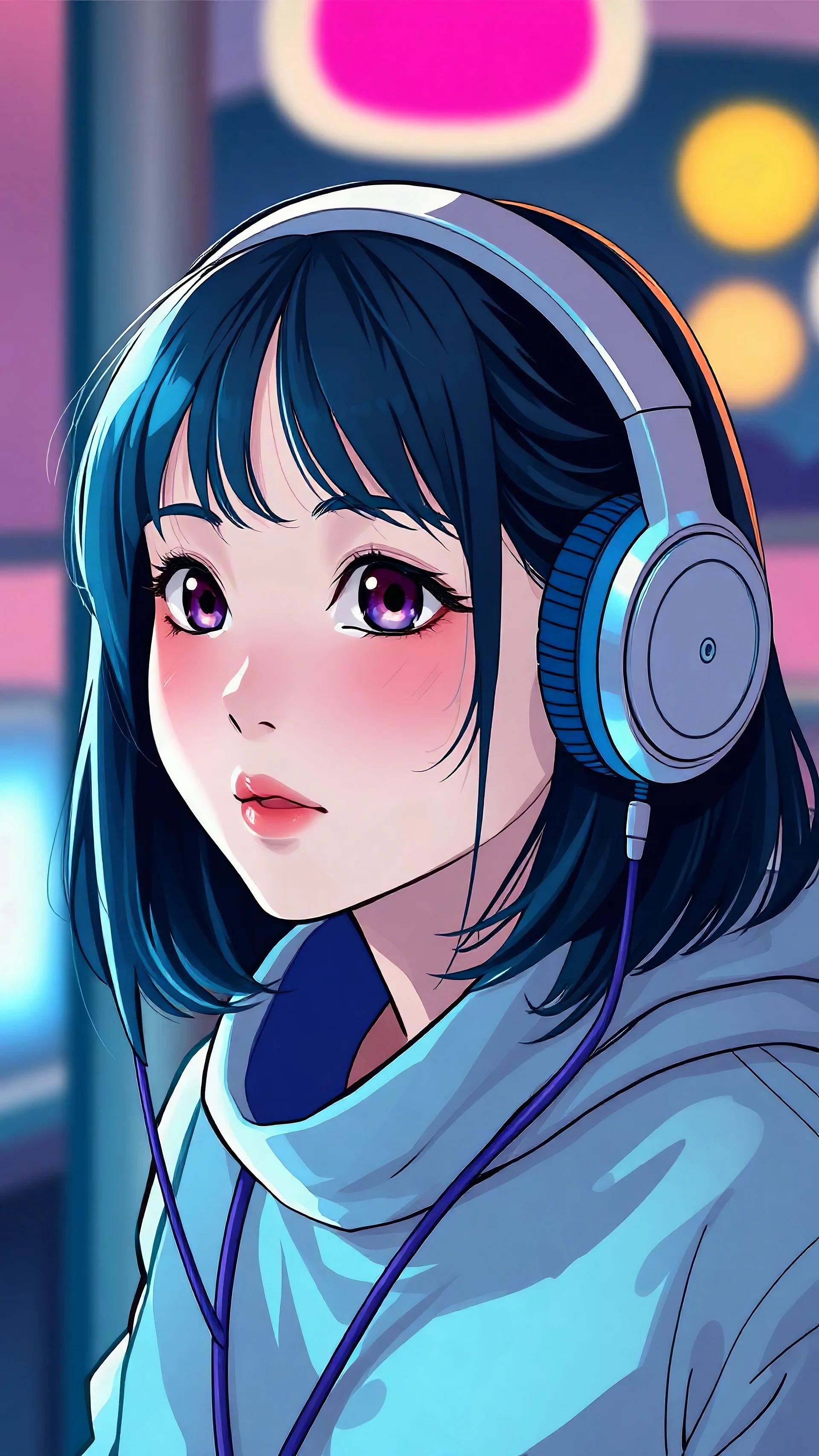 wallpaper,nice girl with headphone
