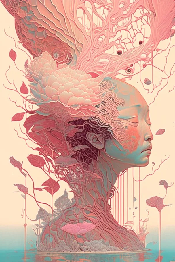 "Pure Morning"; insanely detailed; intricate; award-winning; rose tones; beautiful; surrealism; Victo Ngai, Salvador Dali, Alex Pardee