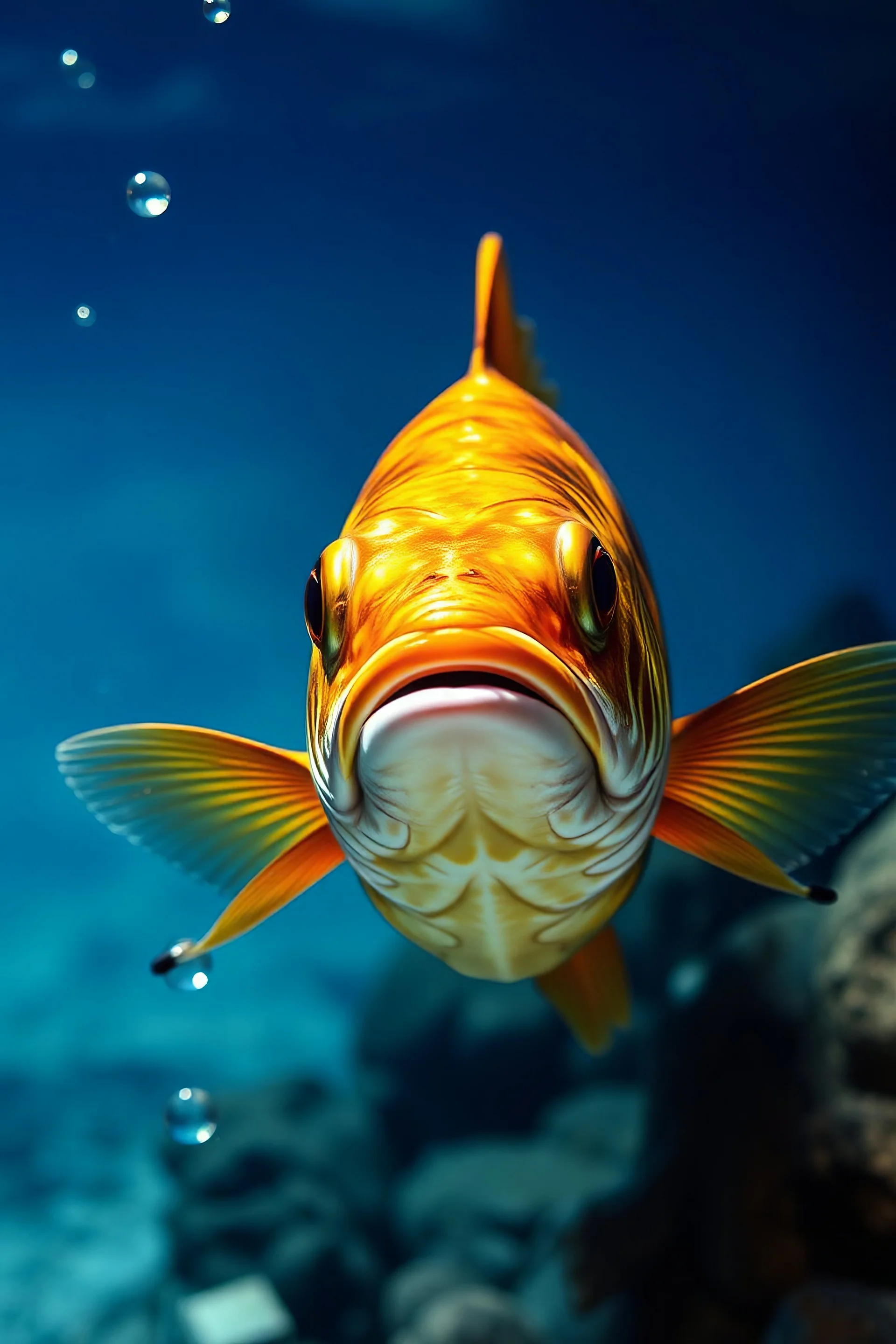 beautiful golden fish front of abserver